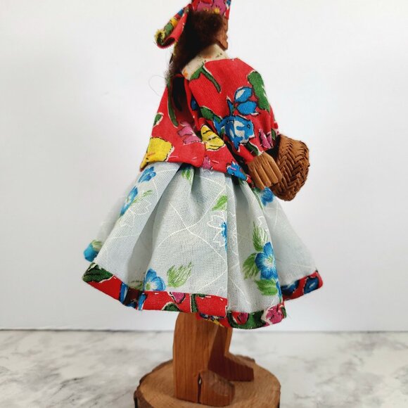 Hand-Carved Wooden Tarahumara Indian Doll w/ Basket 9″ × 3″ Folk Art - Picture 2 of 9